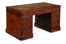 A Victorian twin pedestal desk