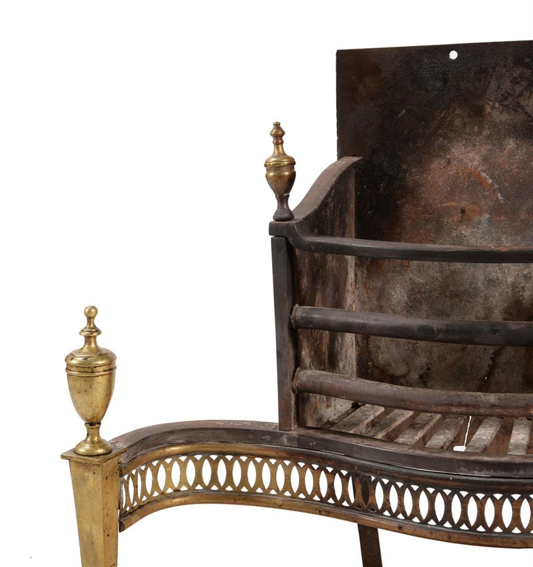A George III brass and cast iron fire grate in neo-classical style - Image 2 of 2