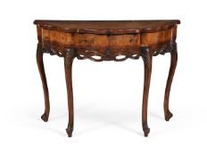 Y A Continental, probably Venetian, walnut and tulipwood banded side table