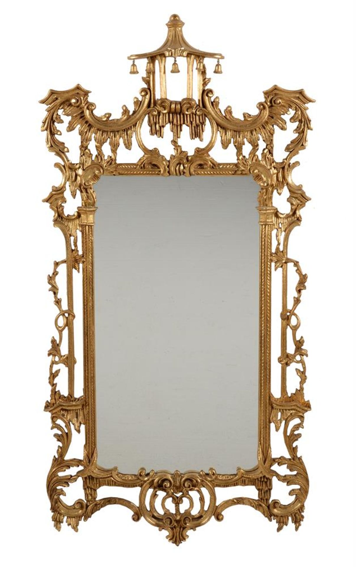 A pair of modern Italian giltwood wall mirrors in Chinese Chippendale style