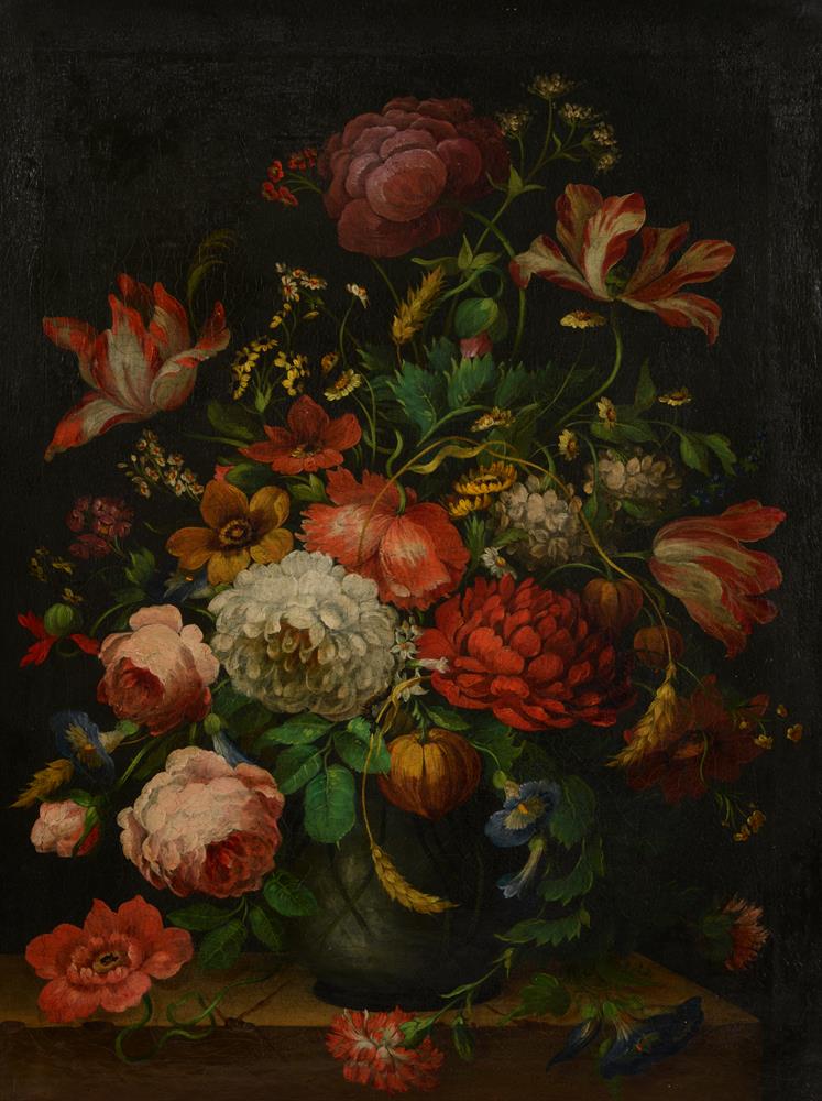 Continental School (19th century), Still life of flowers in a vase, a pair - Image 3 of 6