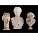 Two moulded plaster busts after the antique