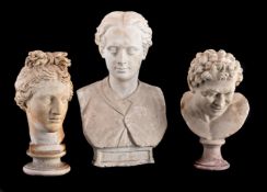 Two moulded plaster busts after the antique