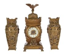 A French lacquered brass mantel clock