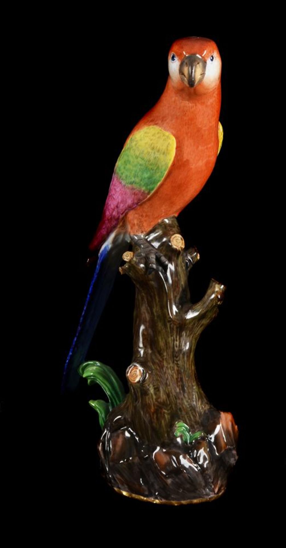 A Meissen (outside decorated) model of a parakeet