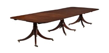 A George IV mahogany three pillar dining table