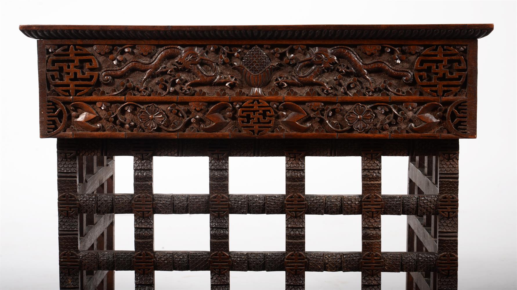 A Chinese carved hardwood rectangular table - Image 2 of 3