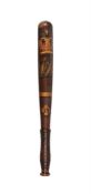 A Scottich Victorian stained oak and painted police truncheon