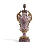 A French ormoulu mounted breche violette marble lamp base