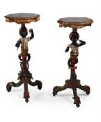 A pair of painted 'blackamoor' side tables in the Venetian 18th century manner