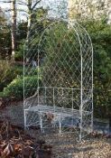 A wirework bower or arbour garden seat