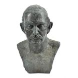 A bronze portrait bust of a Gentleman with moustache