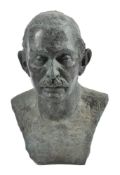 A bronze portrait bust of a Gentleman with moustache