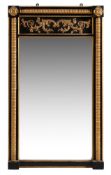 A Regency ebonised and parcel gilt rectangular wall mirror