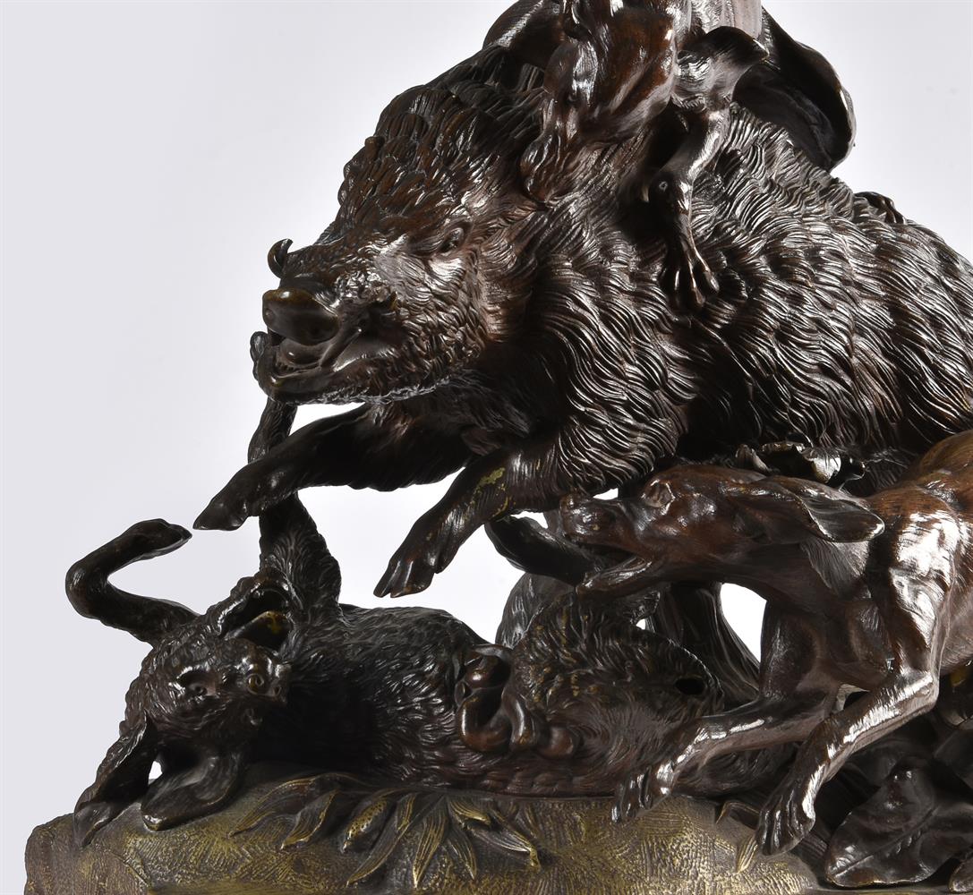 A French bronze animalier group depicting a wild boar hunt - Image 5 of 5