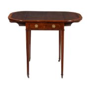 A George III mahogany and satinwood banded Pembroke table