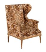 A Louis XVI giltwood and upholstered bergere armchair