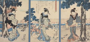 Utagawa Toyokuni II (1786-1864): An Ukiyo-e Woodblock Printed Triptych