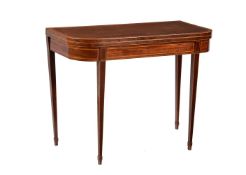 A George III mahogany and line inlaid card table