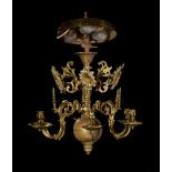 A brass light chandelier