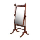 A Regency mahogany cheval mirror