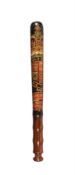 A late Victorian or Edwardian painted and turned hardwood truncheon