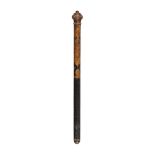 A dated George III turned and painted wood long truncheon with crown terminal