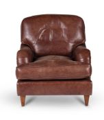 A leather upholstered armchair