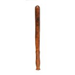 A Victorian turned wood, probably elm, truncheon