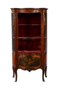 Y A French Vernis Martin parquetry and gilt metal mounted serpentine fronted display cabinet