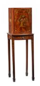 A Sheraton Revival mahogany and polychrome collector's cabinet on stand