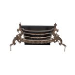 A steel bronze fire grate Louis XV style