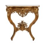 A French giltwood, composition and marble topped console table