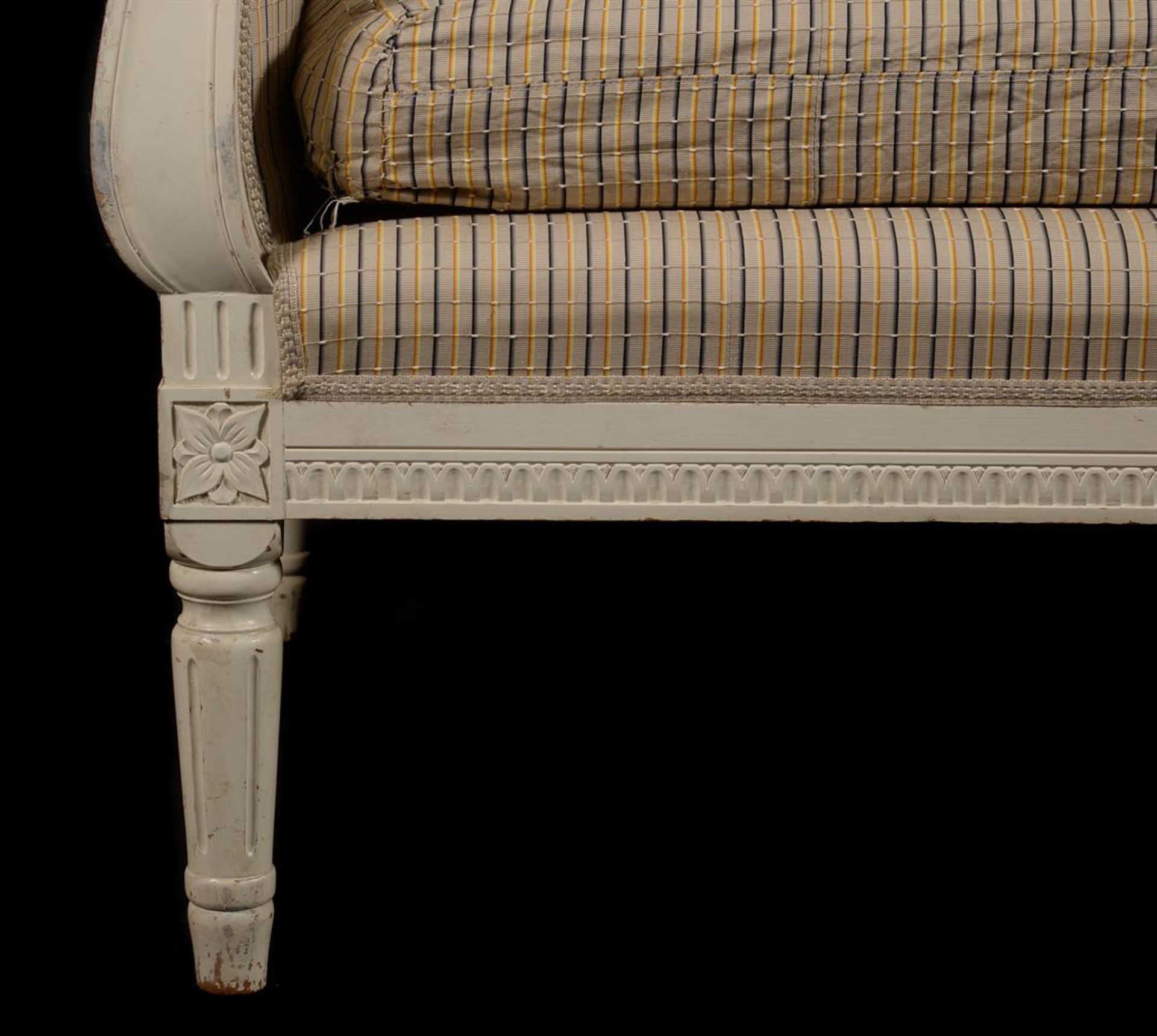 A Swedish white painted and stripe upholstered sofa - Image 3 of 3