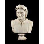 A sculpted marble bust of Dante Alighieri