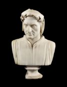 A sculpted marble bust of Dante Alighieri