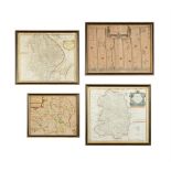 A group of four various Hogarth framed map prints