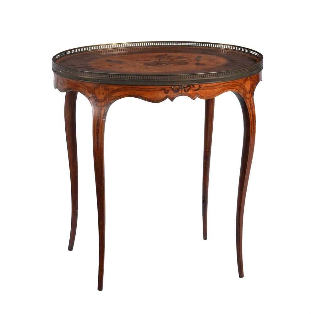 A George III mahogany and marquetry inlaid oval occasional table