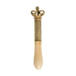 Y A George IV ivory and gilt brass tipstaff