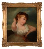 Follower of George Romney, Portrait of a young child, dressed in white