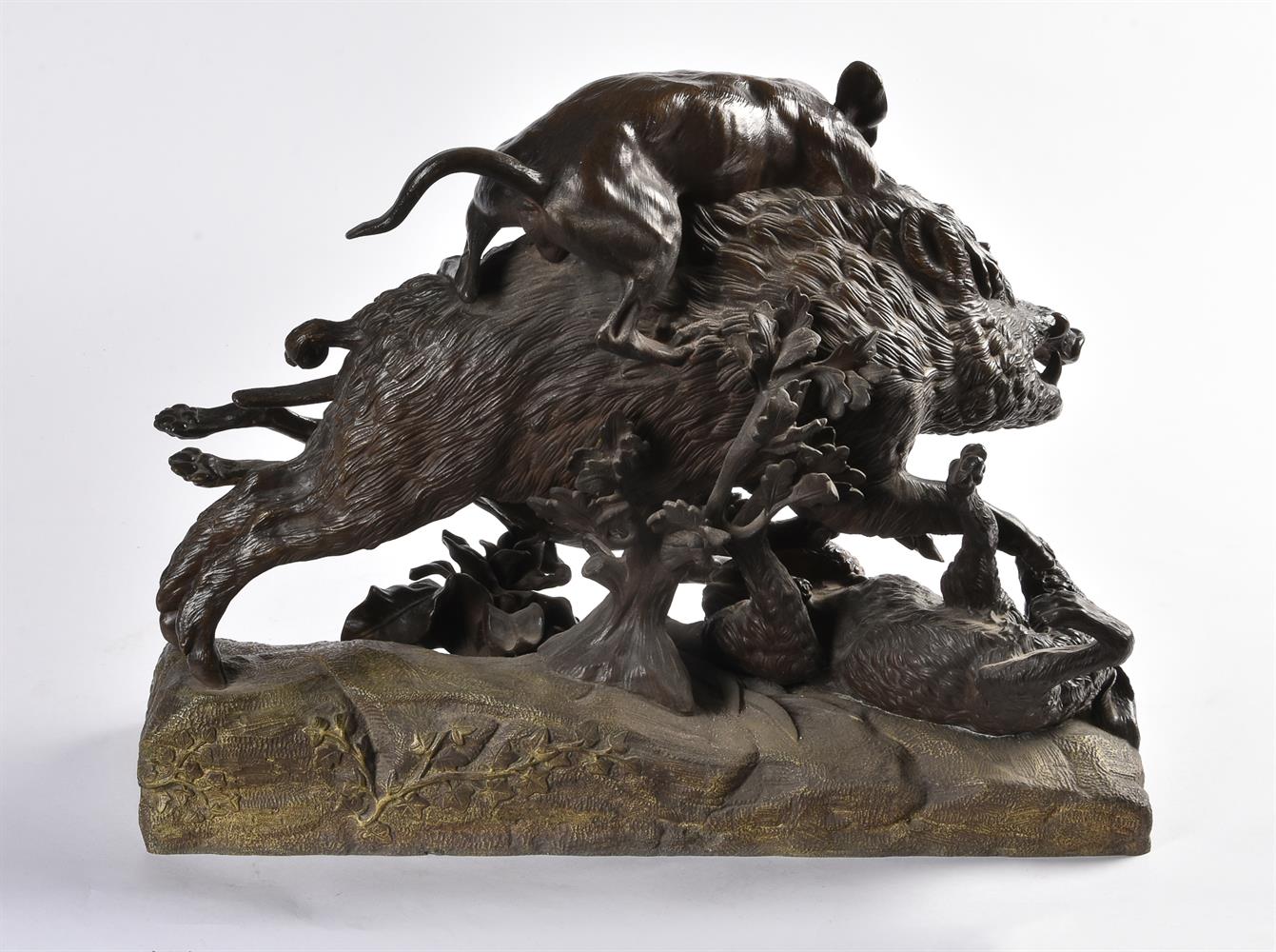 A French bronze animalier group depicting a wild boar hunt - Image 3 of 5