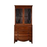 A George III mahogany secretaire bookcase