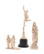 Y A collection of three carved ivory figures