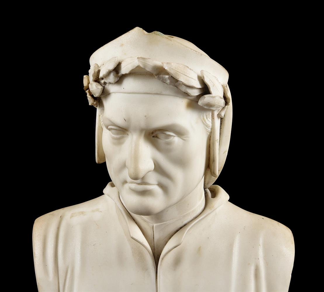 A sculpted marble bust of Dante Alighieri - Image 2 of 3