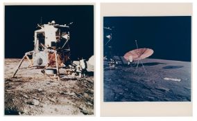Diptych: the LM 'Intrepid', Alan Bean and the S-band antenna, EVA 1, Apollo 12, 14-24 Nov 1969
