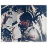 Onboard portrait of Walter Cunningham, Apollo 7, 11-22- Oct 1968