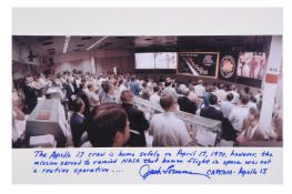 Two views of Mission Control during the rescue, SIGNED [large format], Apollo 13, 11-17 April 1970