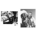 Diptych: views of Neil Armstrong in a cockpit of an X-plane and after a test flight; 1960-1962