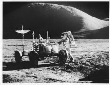 James Irwin with the first Lunar Rover in front of Mount Hadley, Apollo 15, 26 Jul-7 Aug 1971
