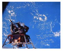 Lunar Module 'Spider' floats above the Earth, SIGNED [large format], Apollo 9, 3-13 Mar 1969